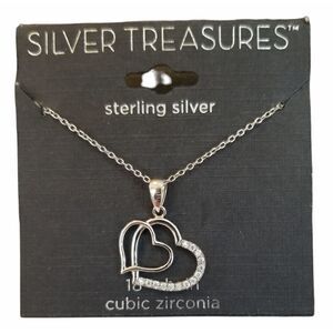Silver Treasures Sterling Silver Heart Necklace